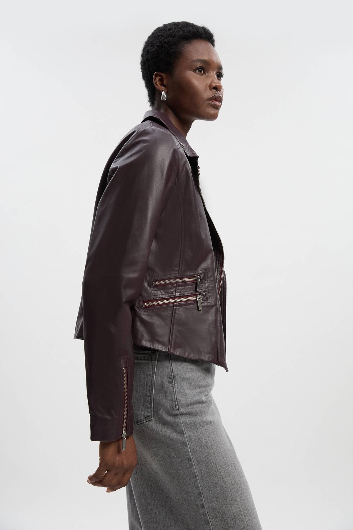 KarenMillen Veste de Motard Signature en Cuir