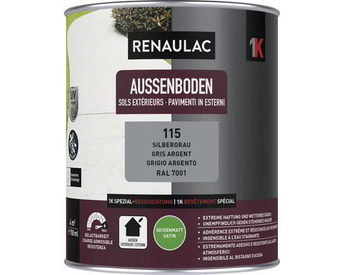RENAULAC Buitenvloerverf, satijnglans, zilvergrijs, 750 ml