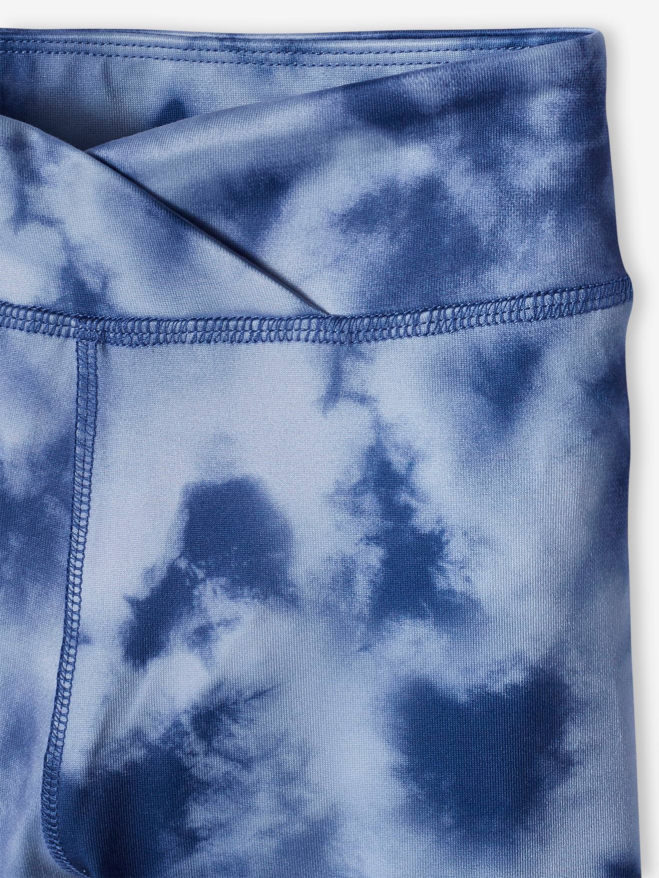 Shorts técnicos azuis com estampa tie-dye para meninas