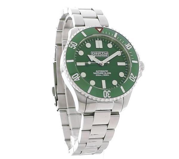 Depth Charge Stainless Steel Green Dial Dive Watch