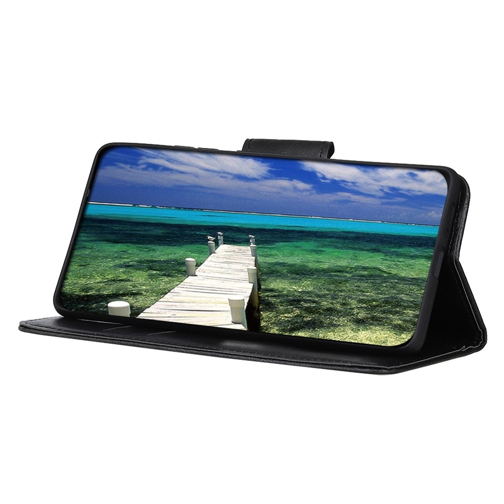 Samsung Galaxy S25 Edge Leder Tasche Flip Wallet Etui mit Kartenfächern (RFID Schutz) - Schwarz