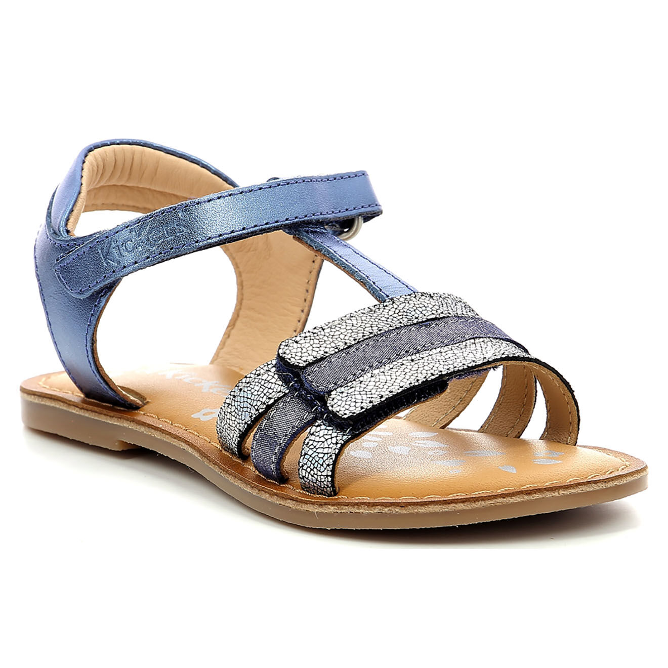 Kickers Sandales en Cuir Diamanto marine métallisé