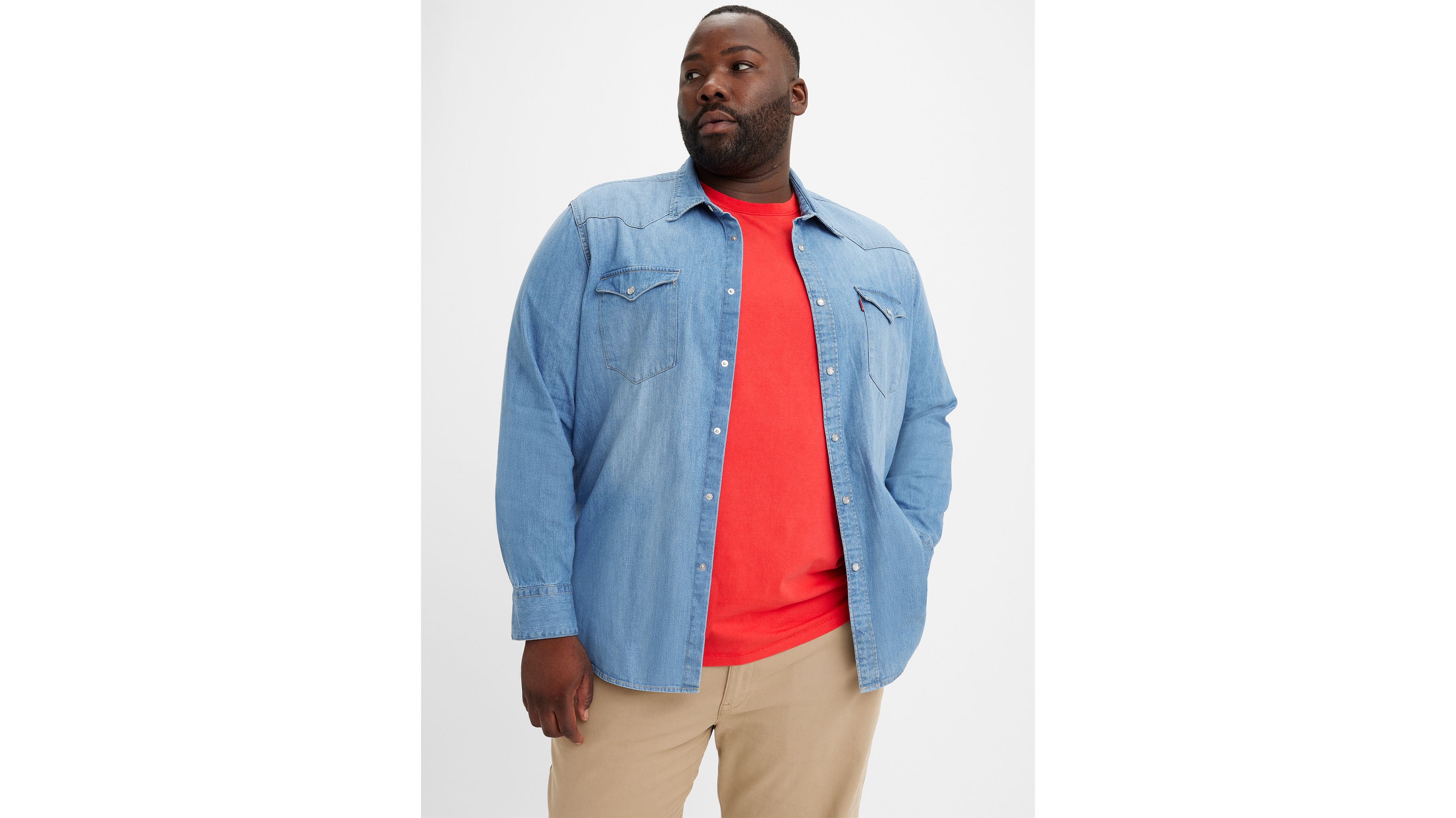 Chemise Western Barstow (grandes tailles) - Indigo Stonewash - Bleu