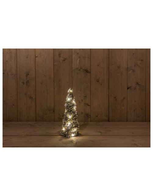 Anna's Collection Decoratieboom Groen Besneeuwd - Kerstverlichting - 40 cm Warm Wit 20 led