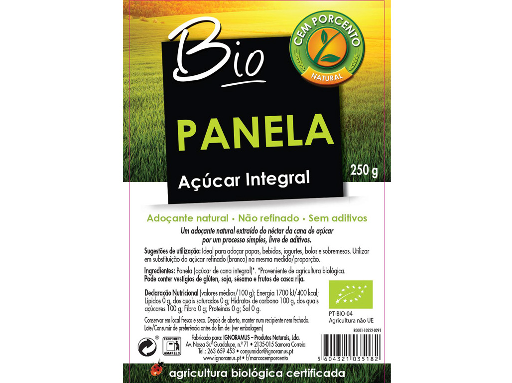 AÇÚCAR CEM PORCENTO CANA PANELA INTEGRAL 250G