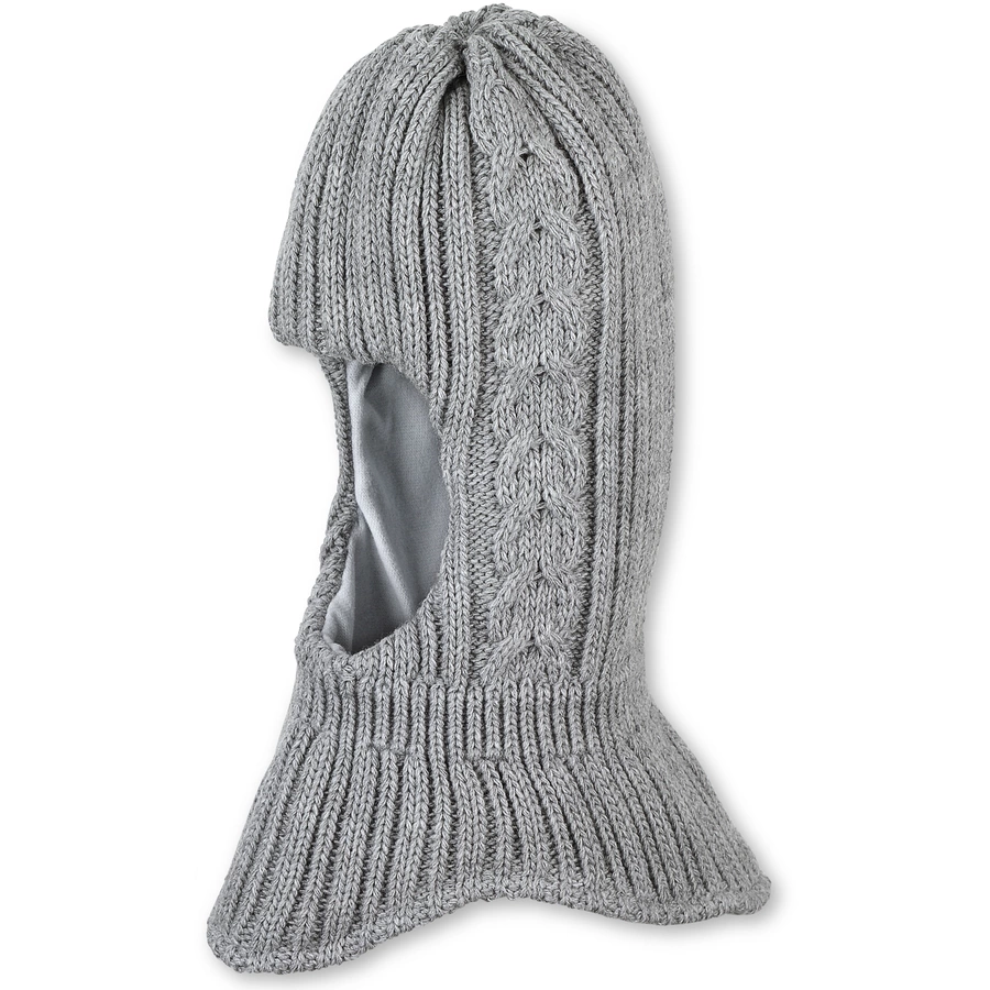 Sterntaler Schal-Strickmütze Zopf silber mel.