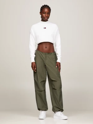 Blusa cropped tingida com emblema