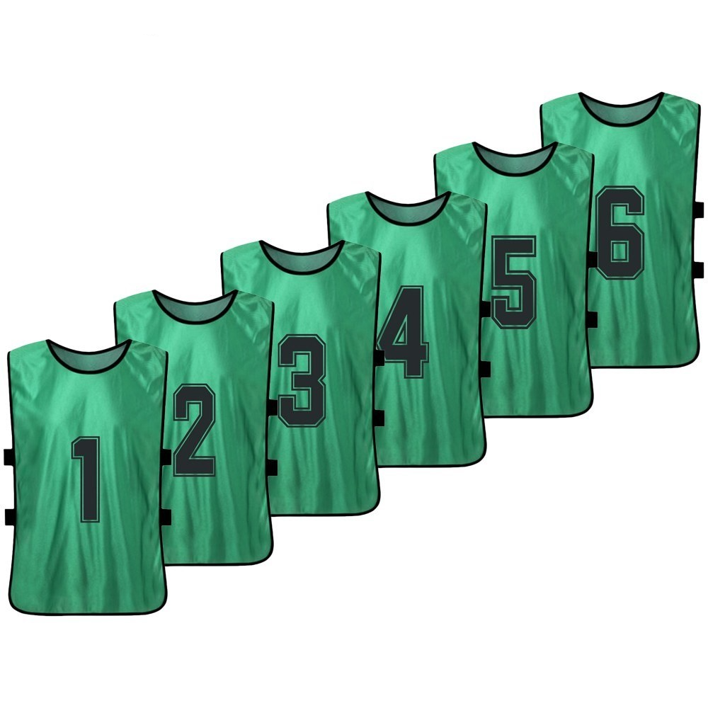 (6er Set) Sport Trikot Fussball Team Trainingsleibchen für Erwachsene (Unisex) - Grün