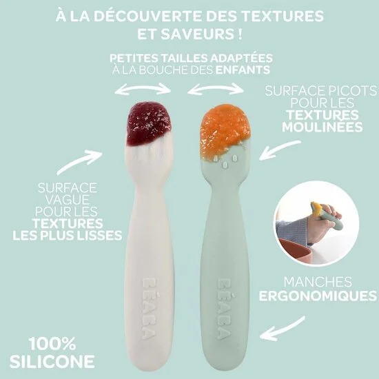 Lot de 2 Pré Cuillères Silicone   Vert        de               Béaba