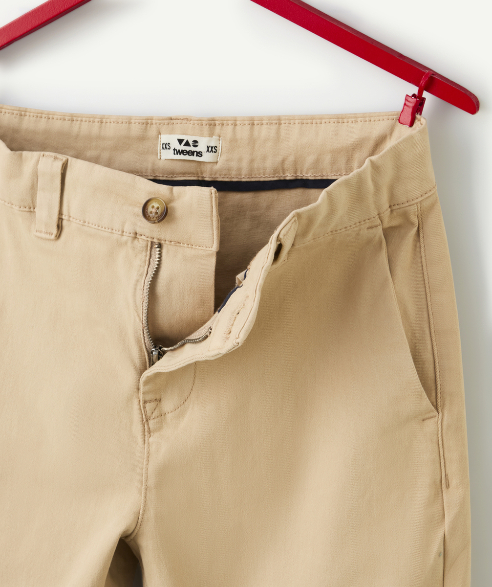 pantalon chino garçon en fibres recyclées beige