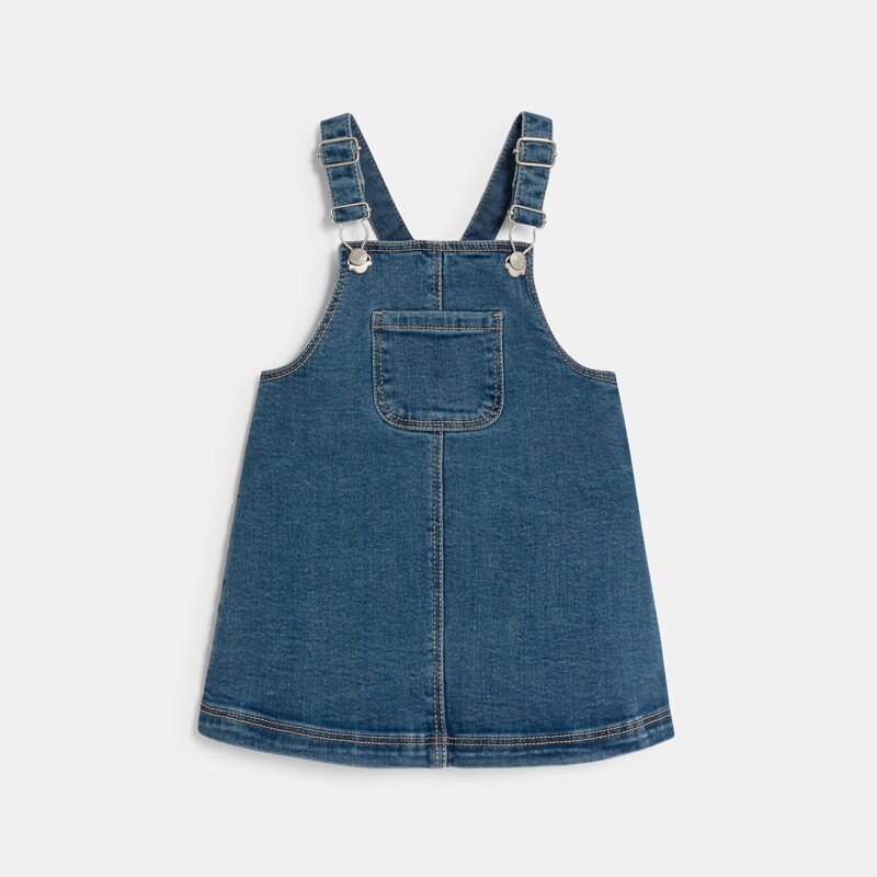 Robe à bretelles denim bleu bébé fille Bleu