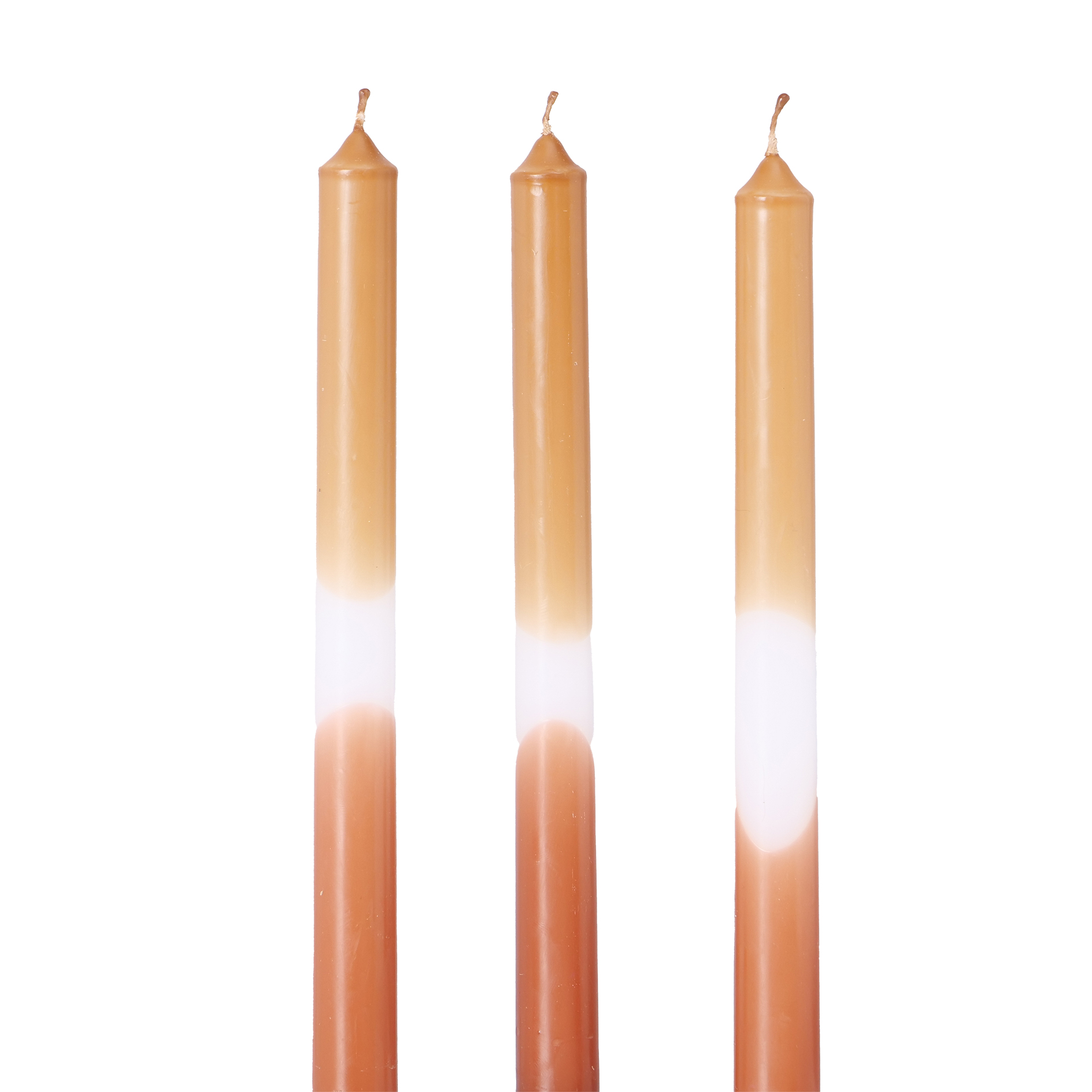 3er-Set Stabkerzen - braun-orange - 25,5 cm