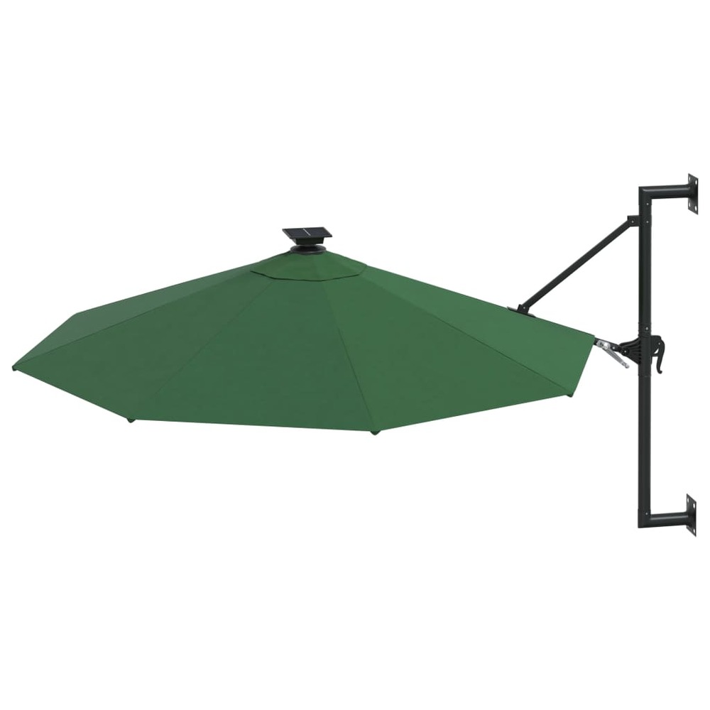 Parasol mural avec mât métallique et led 300 cm vert