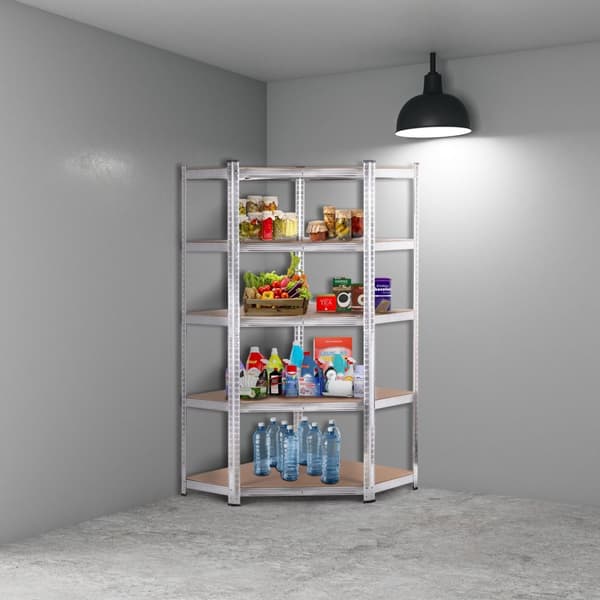 Hjørneoppbevaringsstativ 180x90x40 cm Galvanisert stål, 5 hyller, 875 kg Kapasitet ModernHome