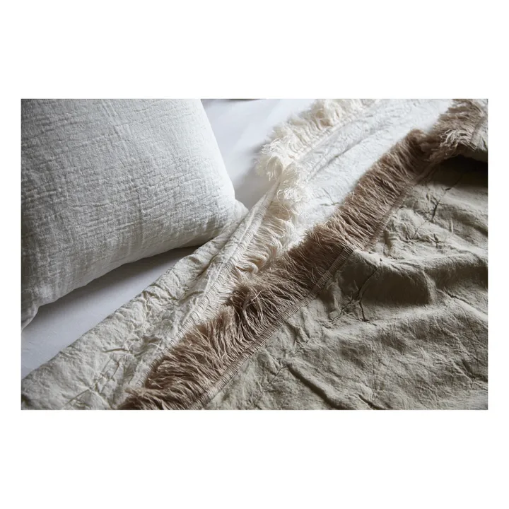 Autumn Couvre lit en coton et lin bio avec franges | Chêne