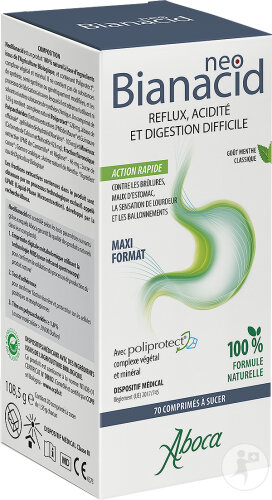 Aboca Neobianacid Goût Menthe Reflux Acidité Et Digestion Difficile 70 Comprimés