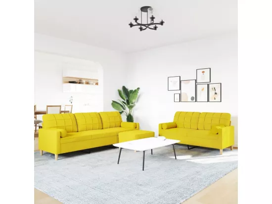 Ensemble de canapés 3 pièces repose-pied et coussins décoratifs