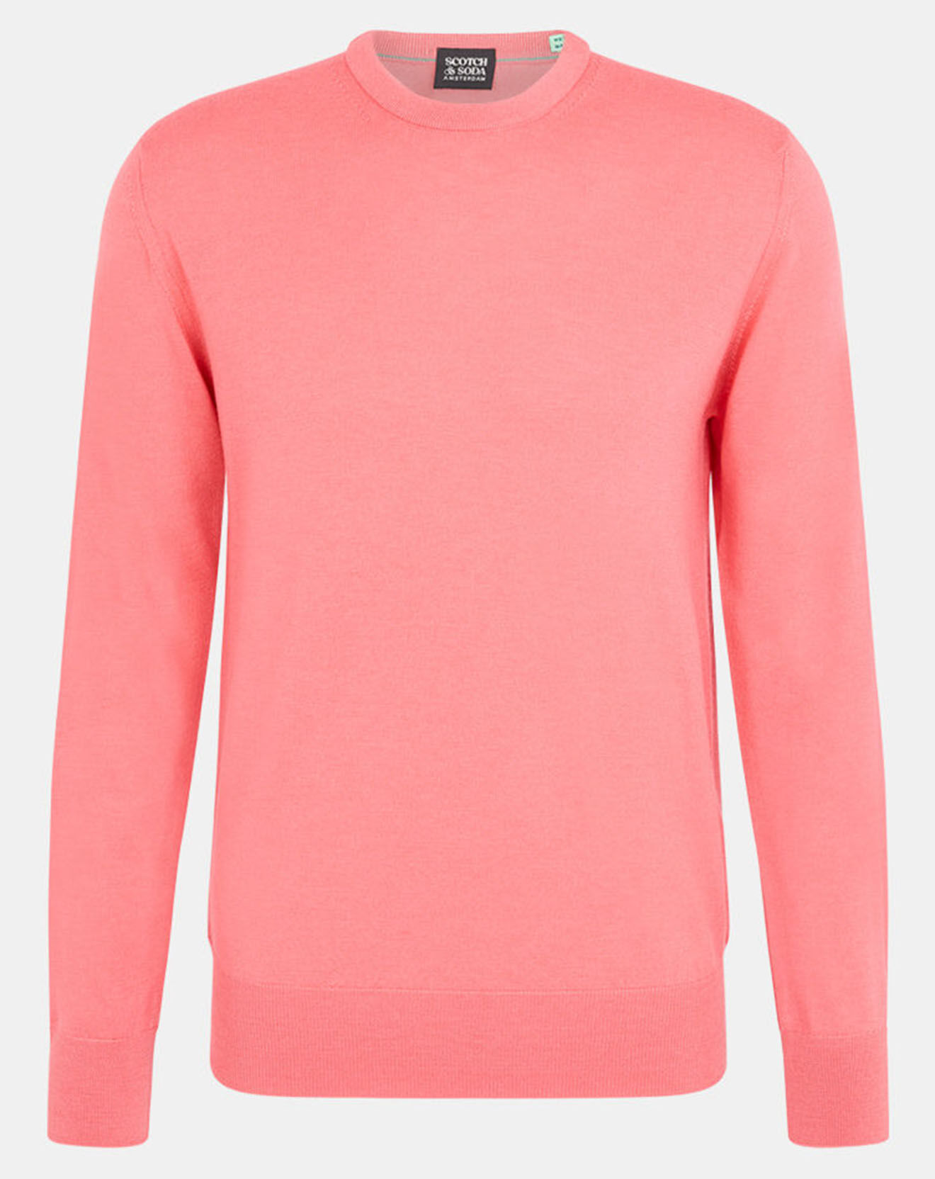 Scotch & Soda Pull 100% Laine col rond rose foncé