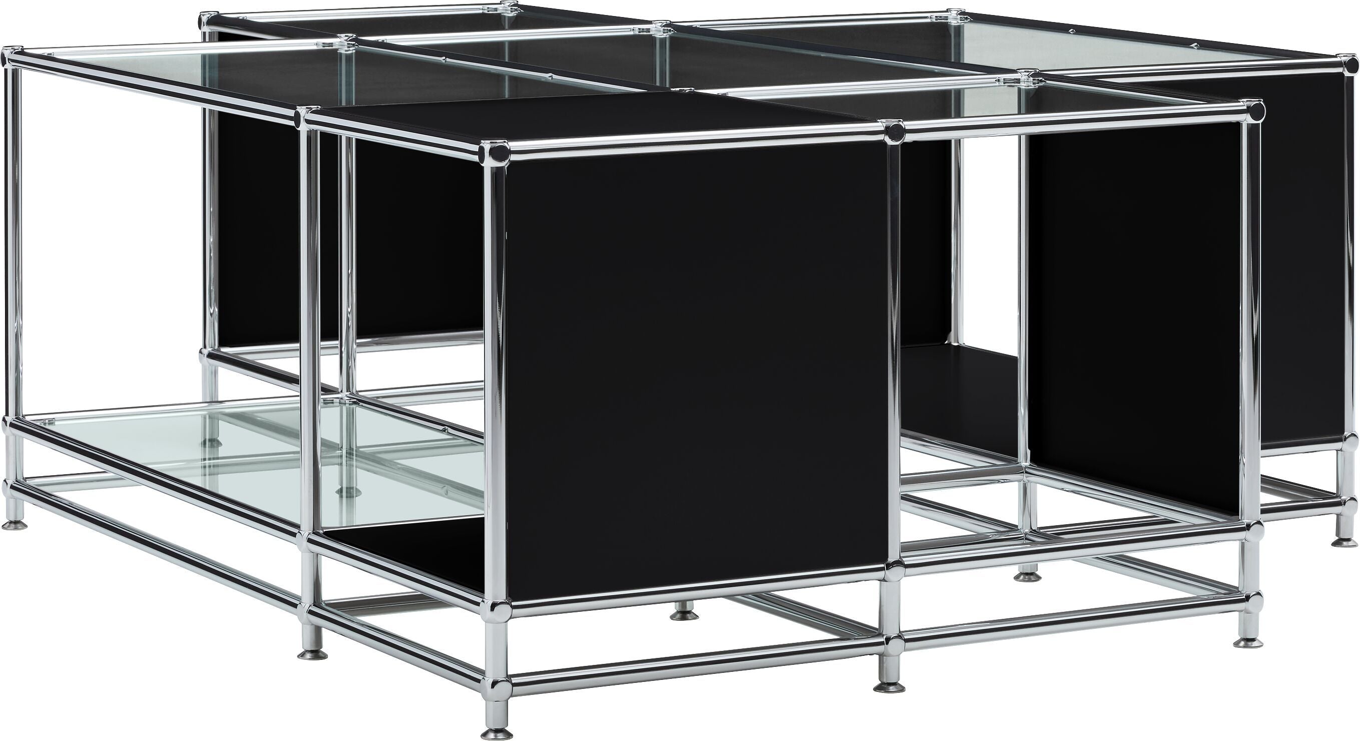 FLEXCUBE_Salontisch_Glas_schwarz_152x116 - Schwarz / B: 152.5 cm x T: 115.0 cm x H: 49.0 cm