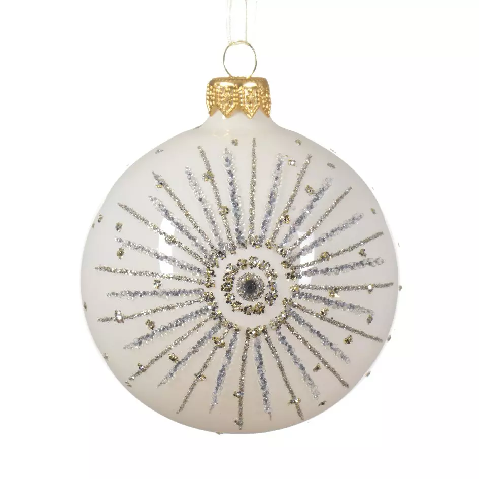Lot de 6 boules de Noël (D80 mm) en verre Etoile polaire Blanc laine
