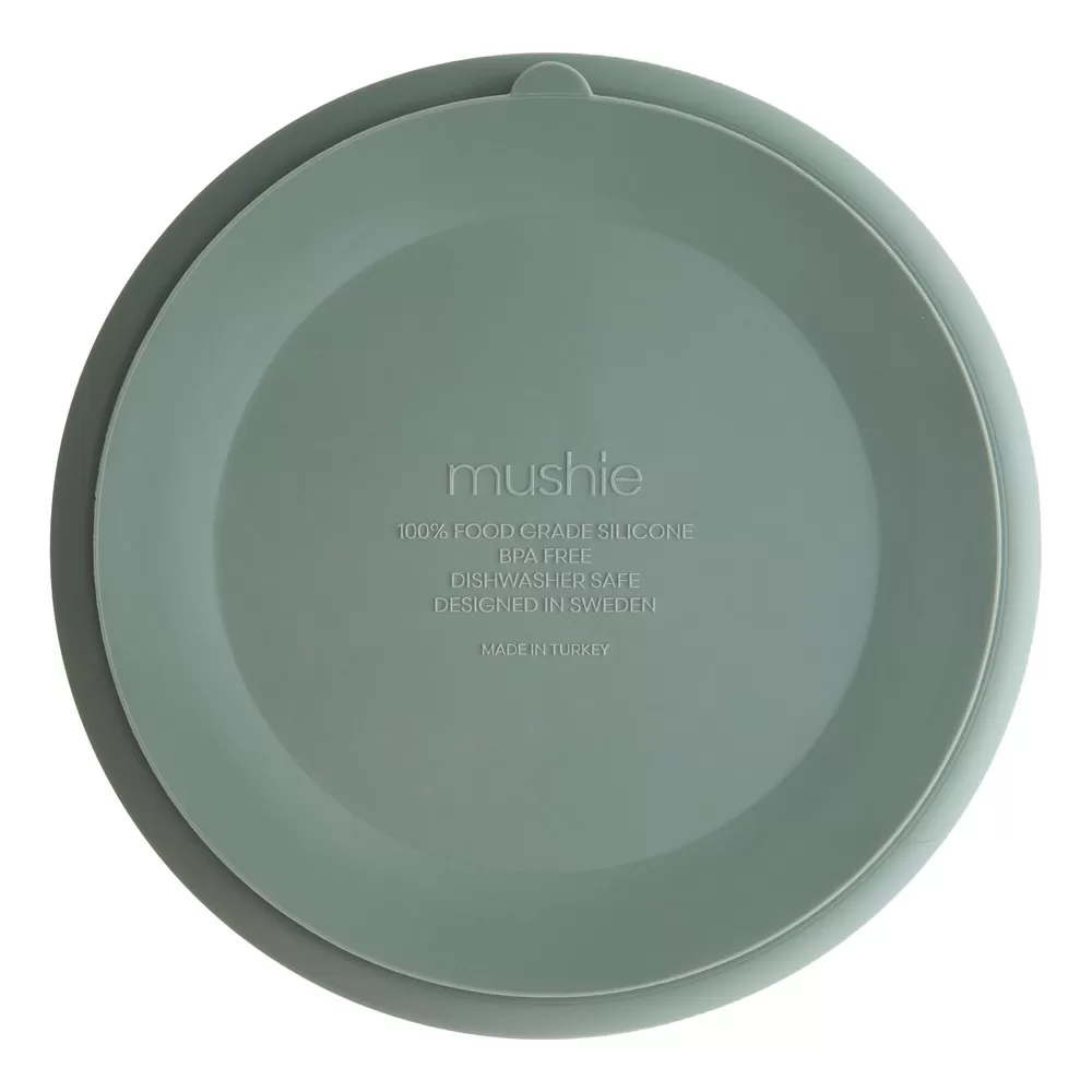 Mushie Silikone Tallerken Rumdelt Cambridge Blue - 1 stk.