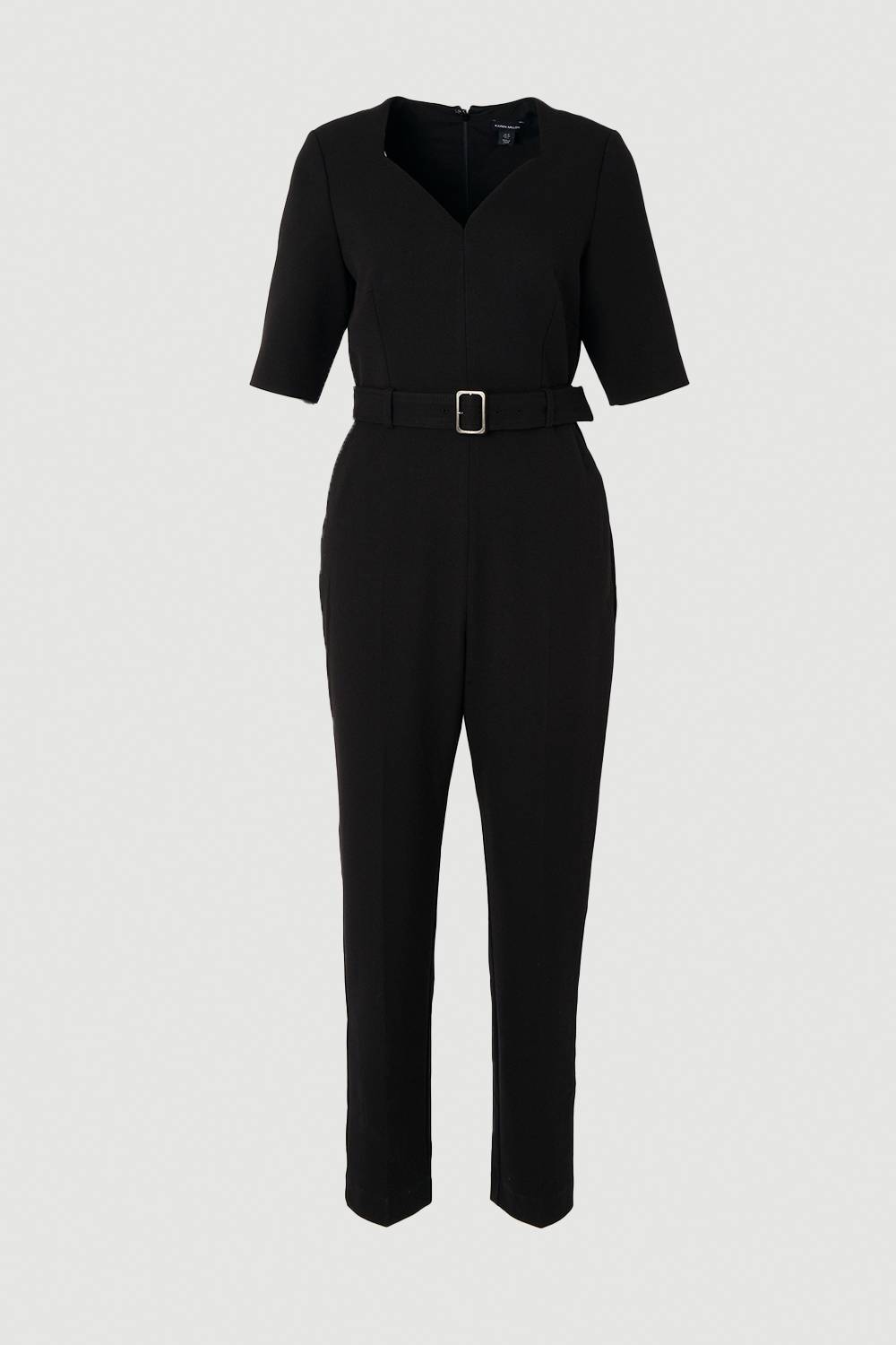 KarenMillen Combinaison Tailleur Structurée en Crêpe Forever à Col Cranté avec Ceinture
