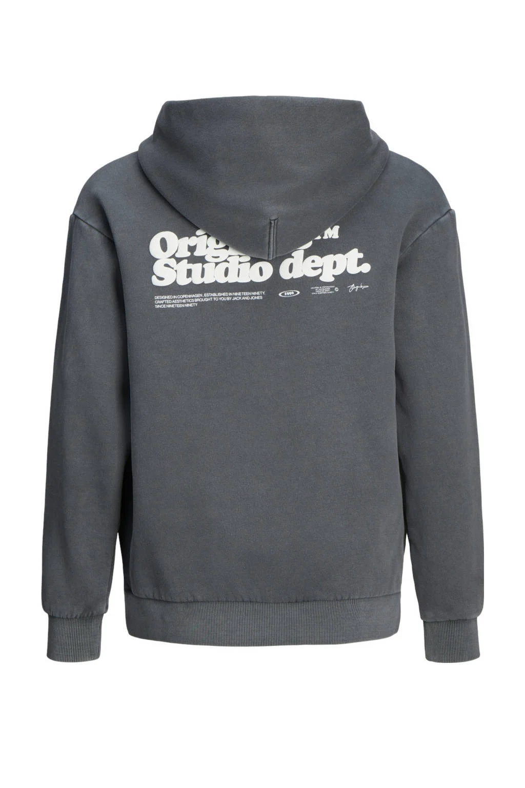 JACK & JONES hoodie JORVERMONT met backprint donkergrijs