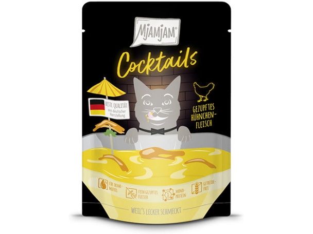 Mjamjam Cocktail gezupftes Hühnchenfleisch, 40 g Ergänzungsfuttermittel für Katzen