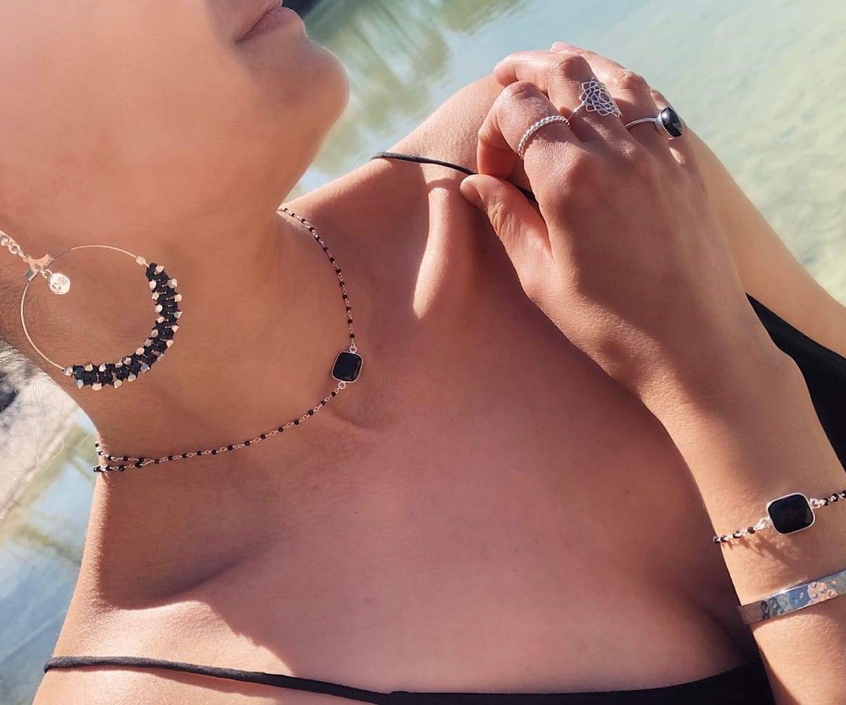 Collier bijou de dos/recto verso Ashtanga argent