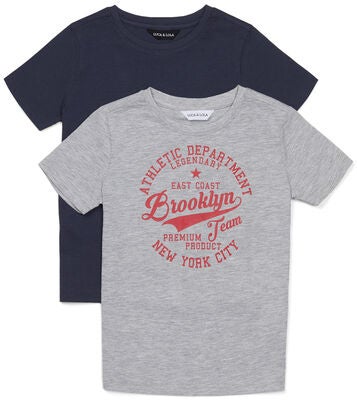 Luca & Lola Paulo T-Skjorte 2-pack, Grey Melange/Navy