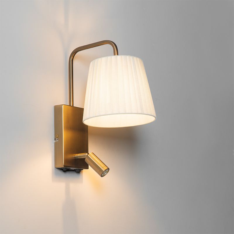 Moderne wandlamp wit en brons met leeslamp - Renier