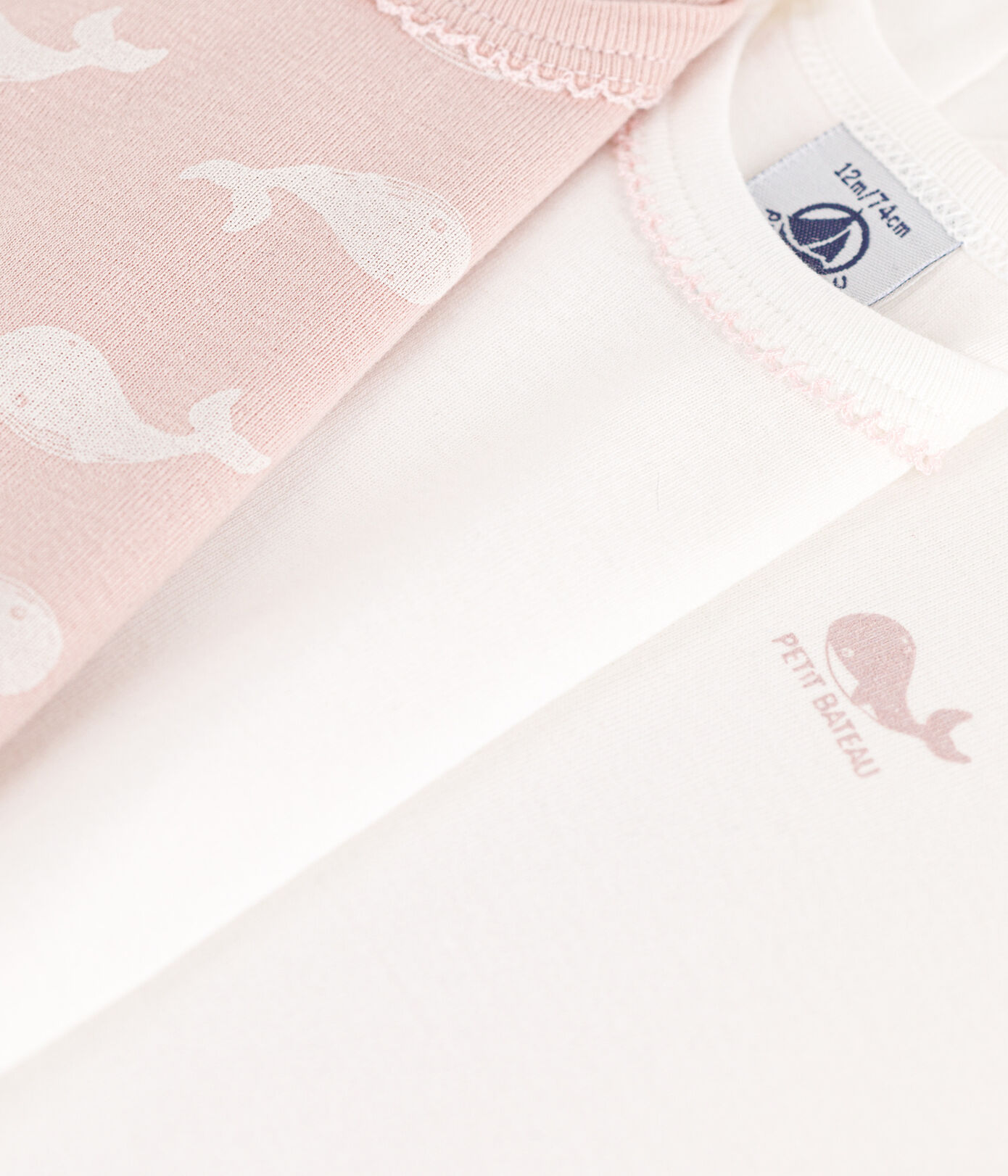 Lot de 3 bodies manches courtes baleines en coton
