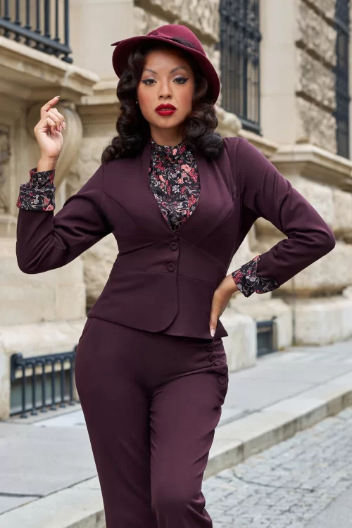 Miss Candyfloss Oheo Lavania blazer in aubergine