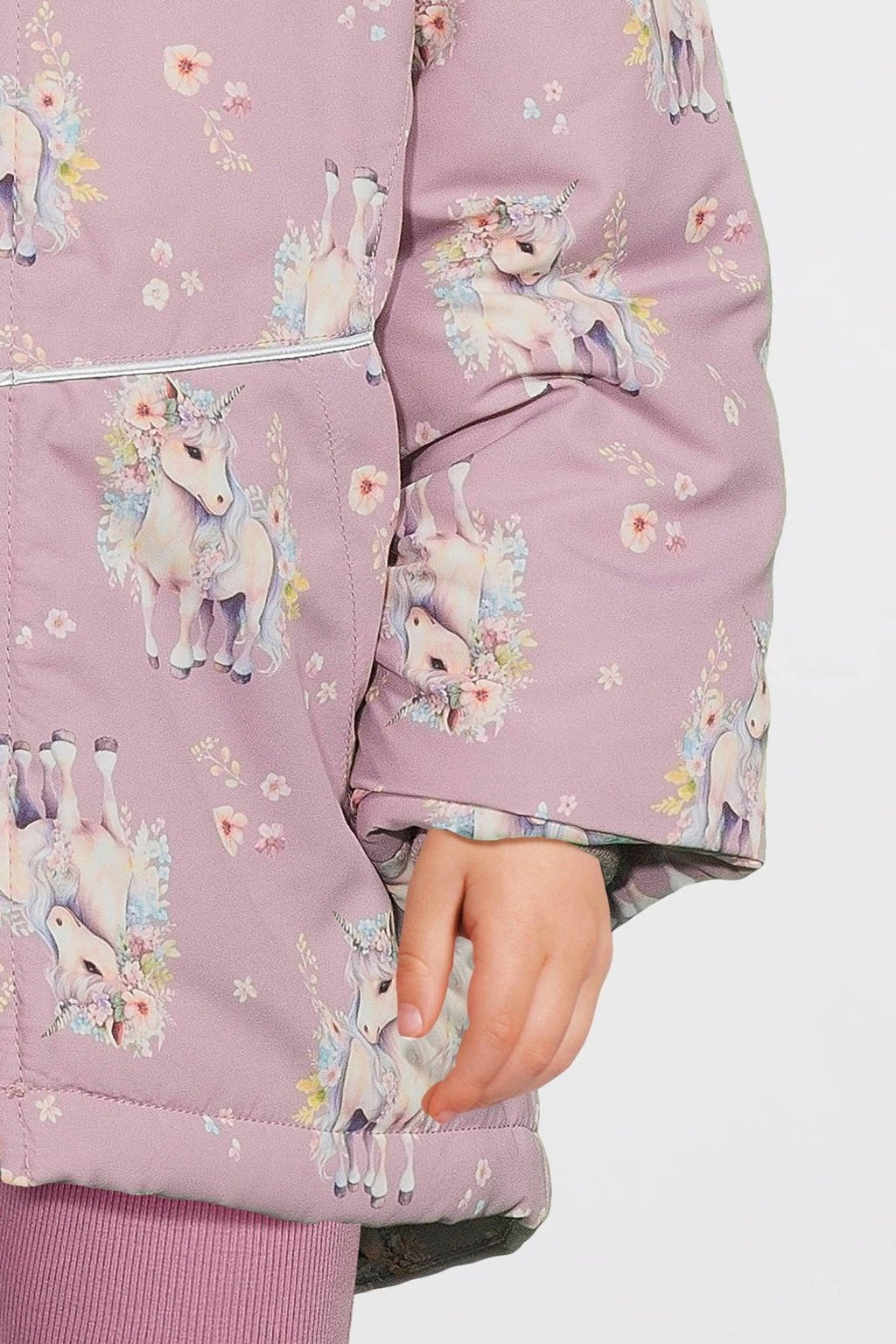 NAME IT winterjas NMFMAXI met all over print mauve/ecru unicorn