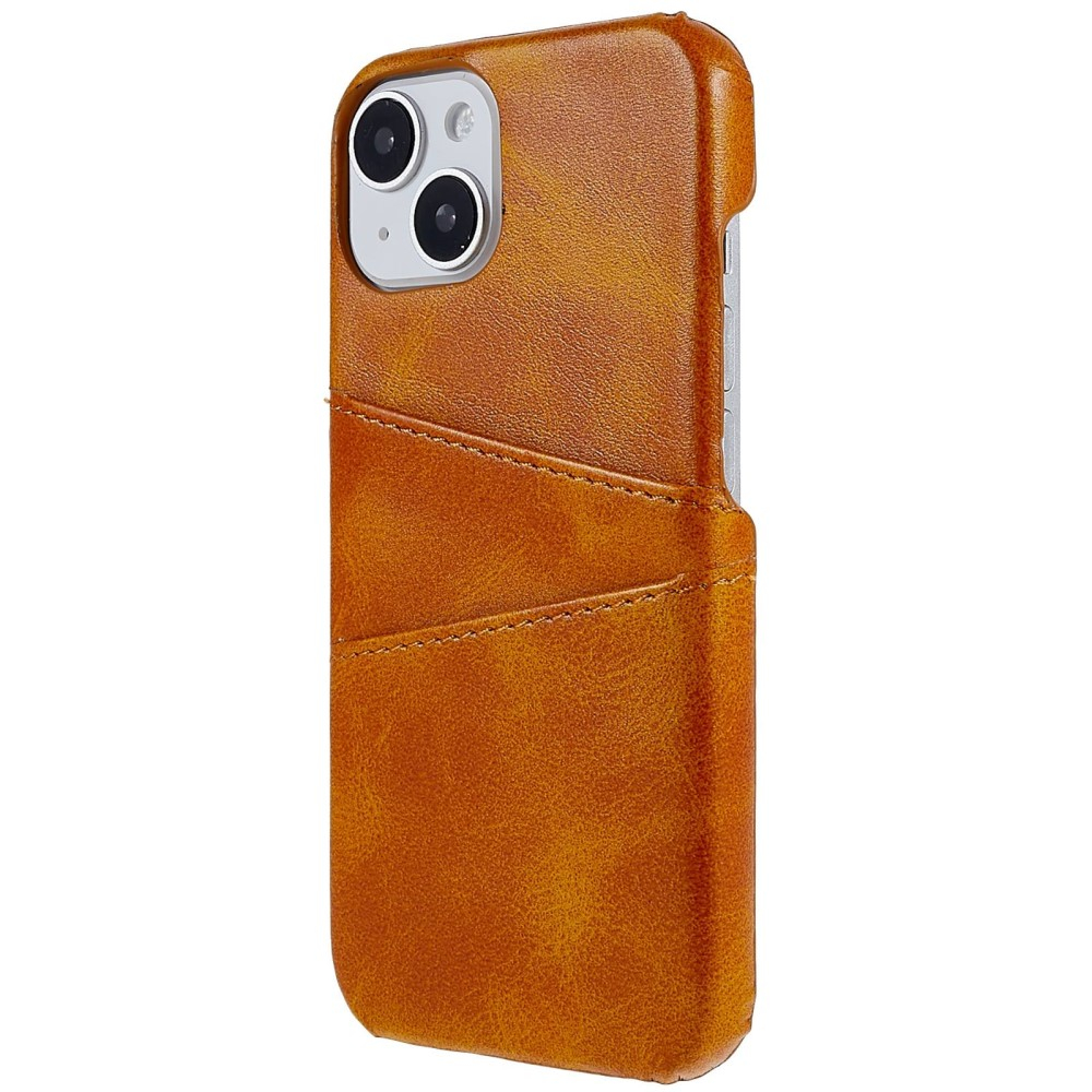 iPhone 14 Leder Hülle Snap Case   Kartenfach - Hellbraun