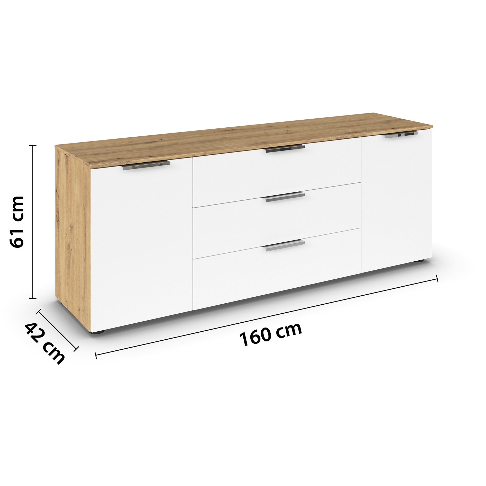 Lowboard - Artisan Eiche-alpinweiß - 160 cm