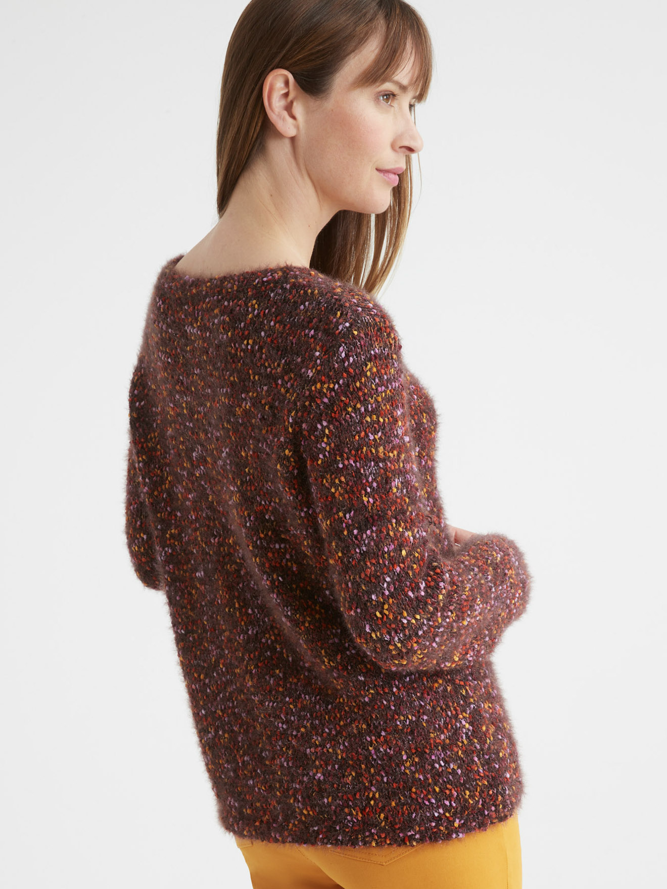 Pull effet poilu maille fantaisie