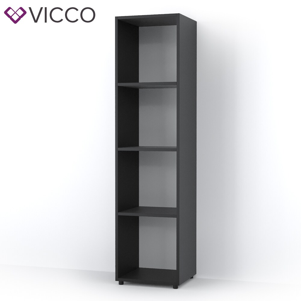 Vicco Raumteiler 4 Fächer Schwarz 144 x 36 cm - Standregal Hängeregal Regal TV Lowboard Sideboard