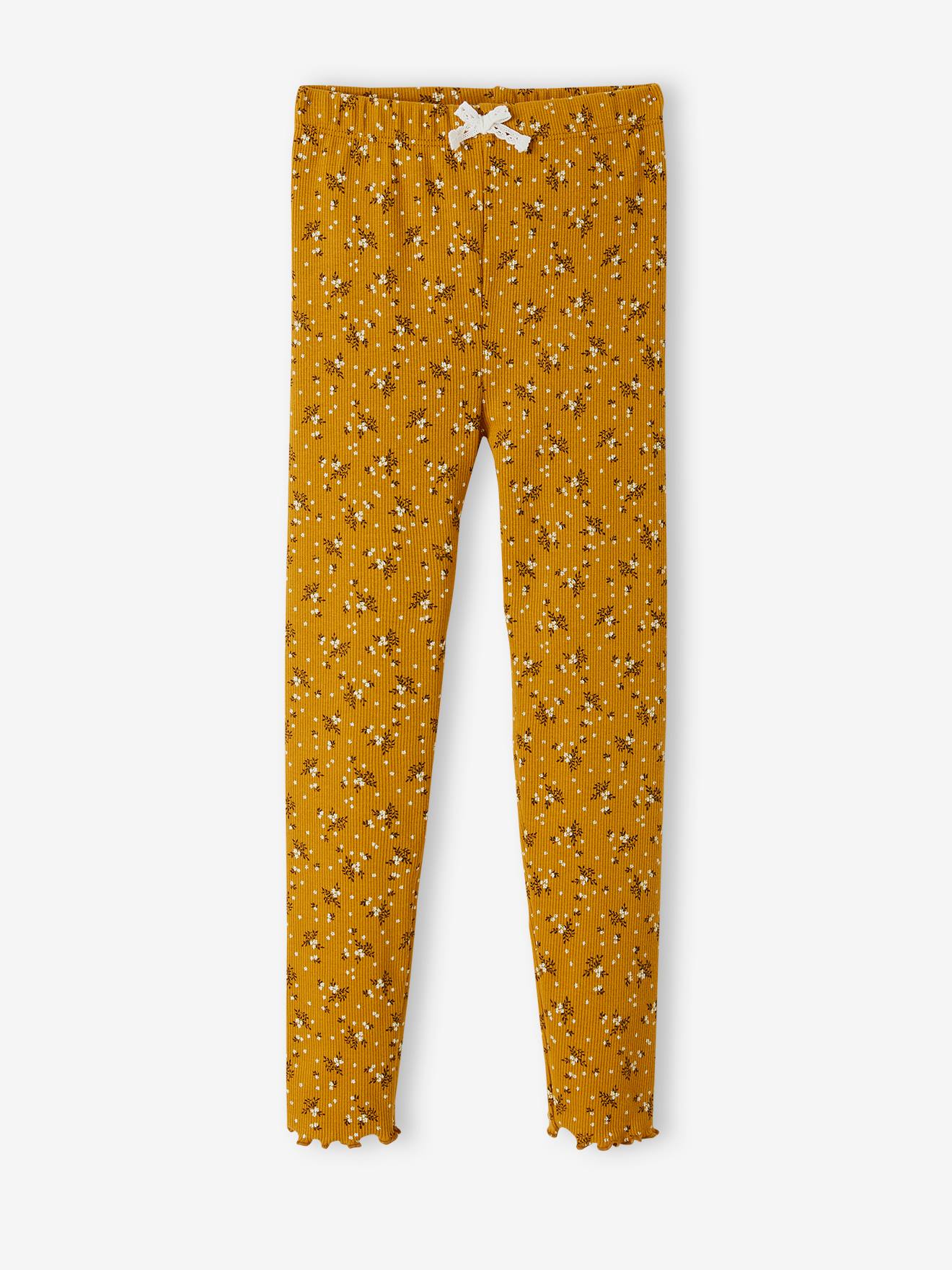 Calça legging canelada azul marinho para meninas