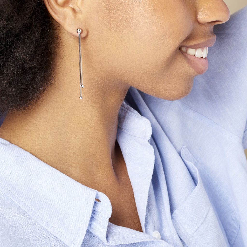 Boucles D'oreilles Pendantes Yuzu Argent Blanc
