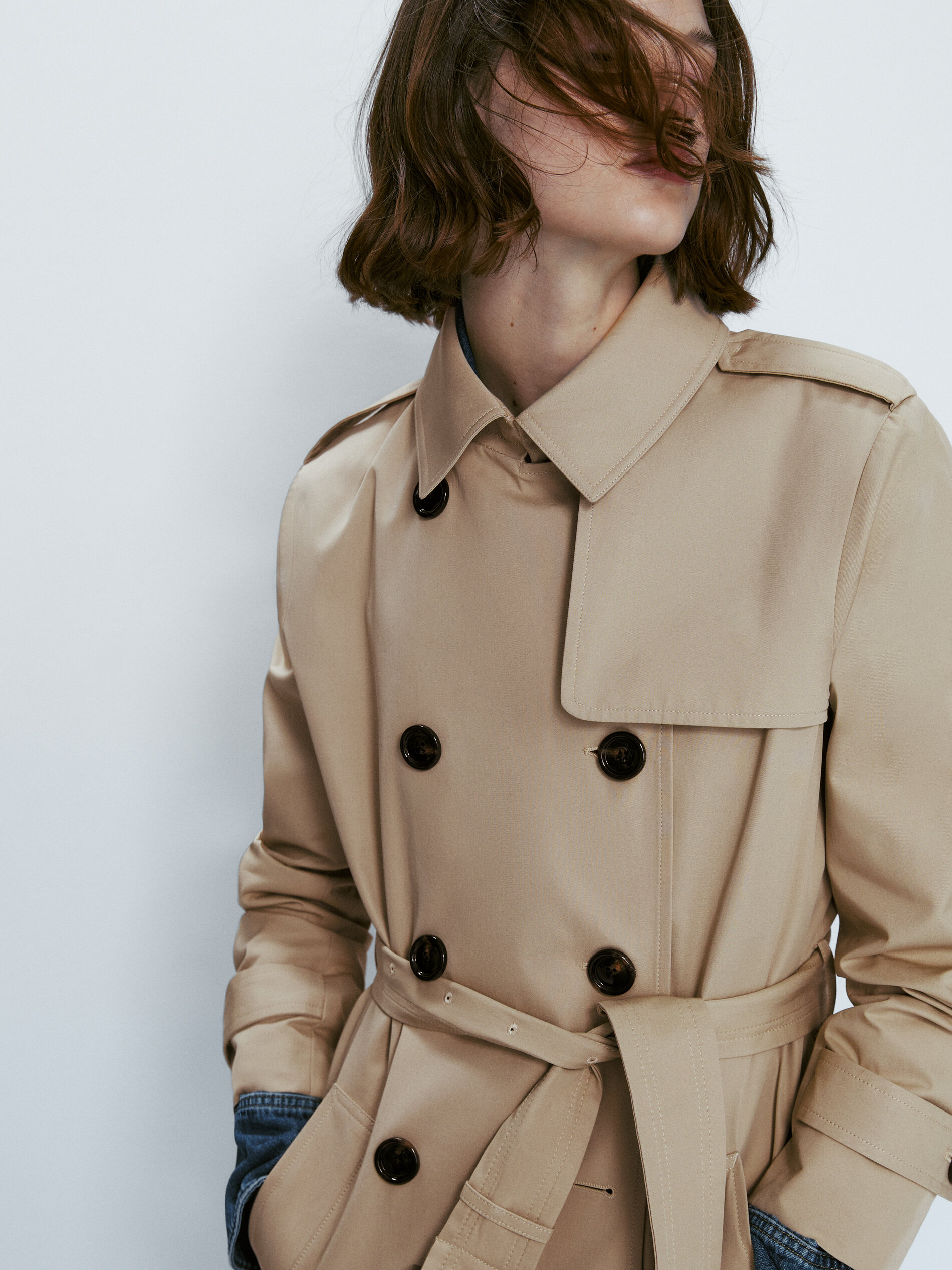 Gabardine com cinto - BEGE