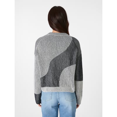 Damen-Rippenpullover, Schwarz-Weiß