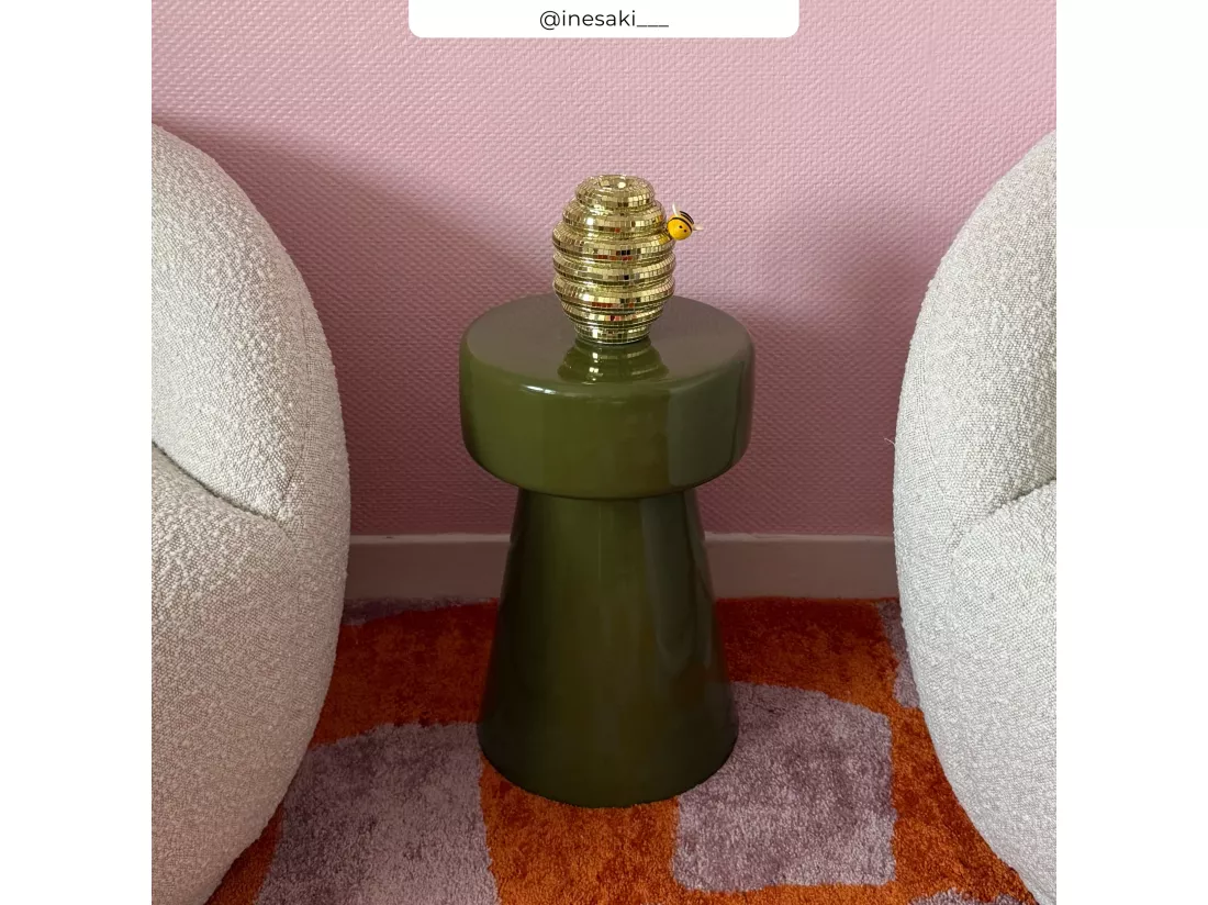 Table d'appoint ronde en métal vert kaki D30 cm - Athéna