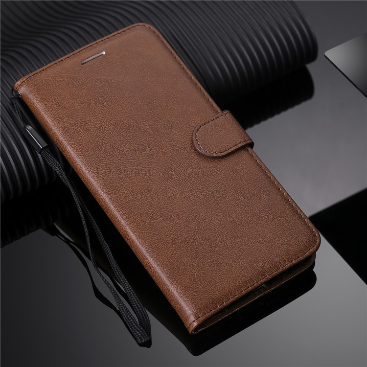 iPhone SE (2022/2020) / 8 / 7 Leder Tasche Flip Cover mit Kartenfach   Handschlaufe - Braun