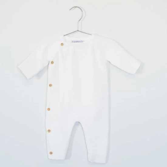 Petits chats Combinaison en tricot   Blanc        de               La Manufacture de Layette