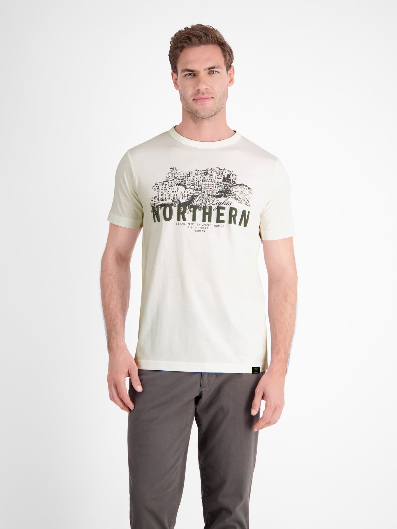 Unifarbenes T-Shirt mit Brustprint
