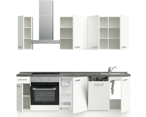 Nobilia Elements keukenblok met apparatuur Urban 240 cm alpinewit mat voorgemonteerde variant links 4004539036994