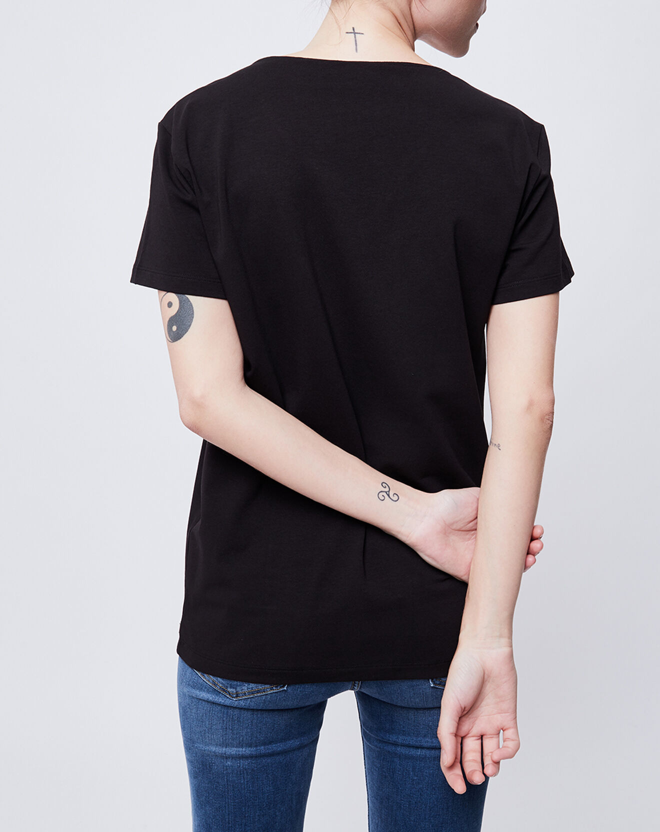 John Galliano T-Shirt Col v noir