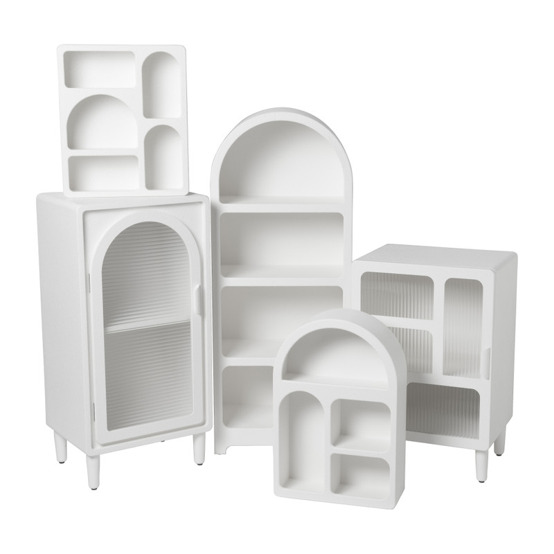 2 vakkenkast Zaha organic met deur - MDF - wit - 94x46x35 cm