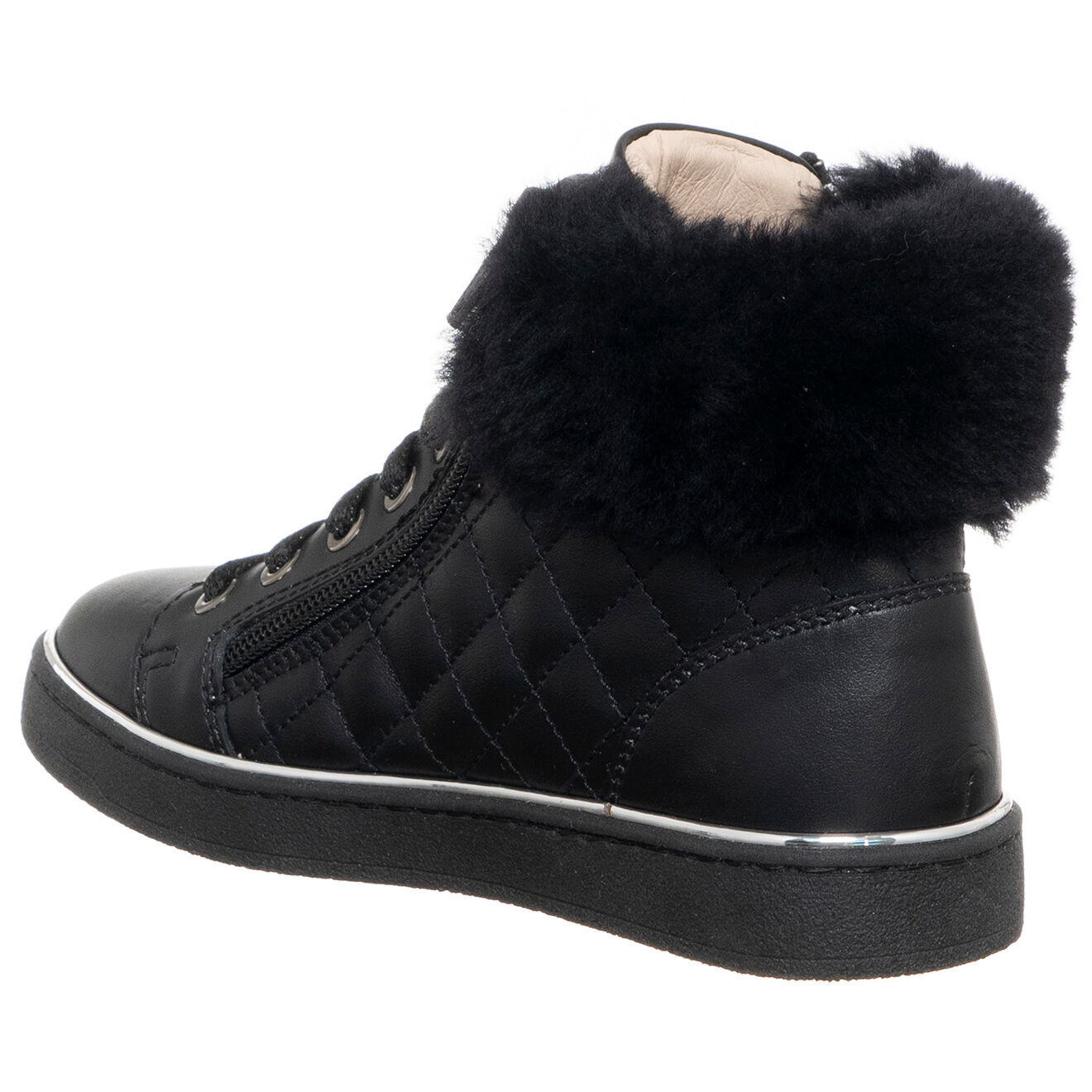 Patrizia Pepe Sneakers en Cuir Teddy noires